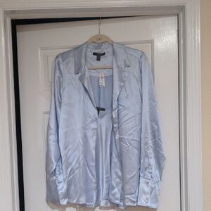 NWT Banana Republic Light Blue/Silver 100% Silk Shirt And Tank